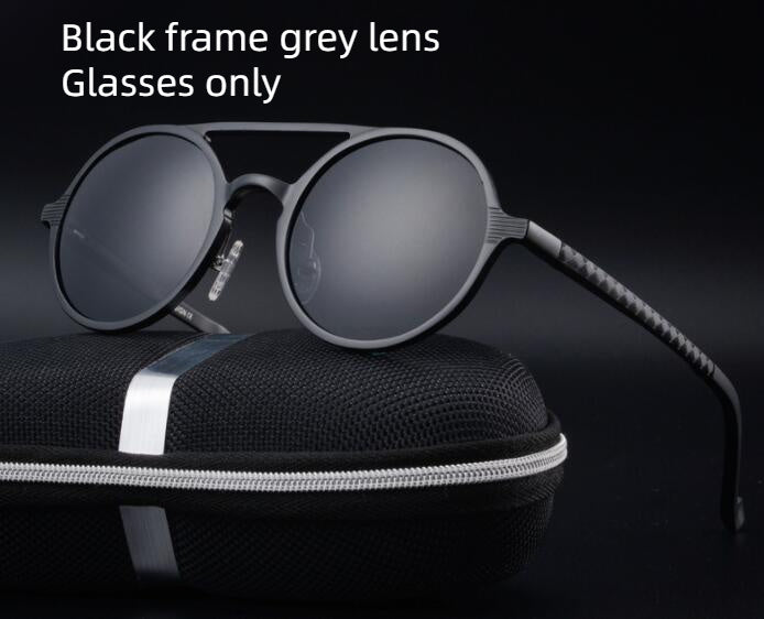 🕶️ Retro Aluminium Magnesium Round Polarized Sunglasses - Vintage Men's Driving Eyewear