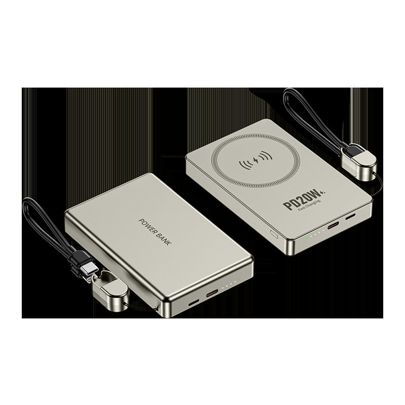 Ultra-Thin Magnetic Wireless Power Bank – Built-in Cable | 5000 or 10000mAh