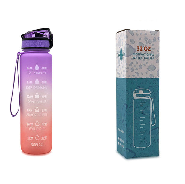 1L Motivational Water Bottle with Time Marker & Flip Cover – BPA Free