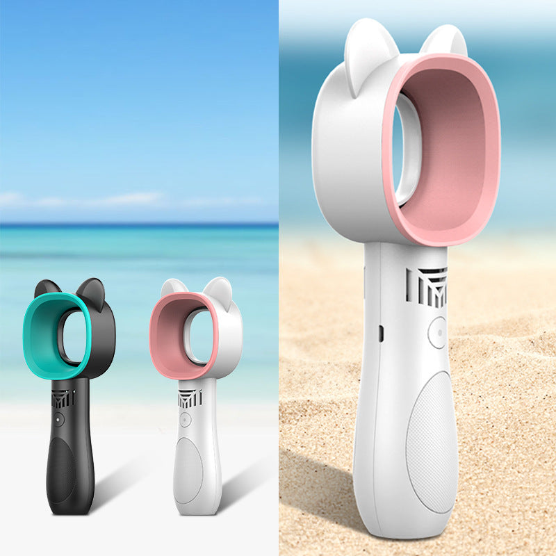 Cute Cartoon Bladeless Handheld Fan — Safe & Fun for Kids 🌈