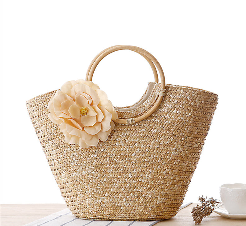 🌾 Straw Beach Bag Handbag - Natural Boho Style Summer Tote