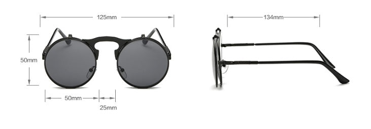 🕶️ Vintage Round Steampunk Flip-Up Sunglasses - UV Protection Metal Frame Cycling