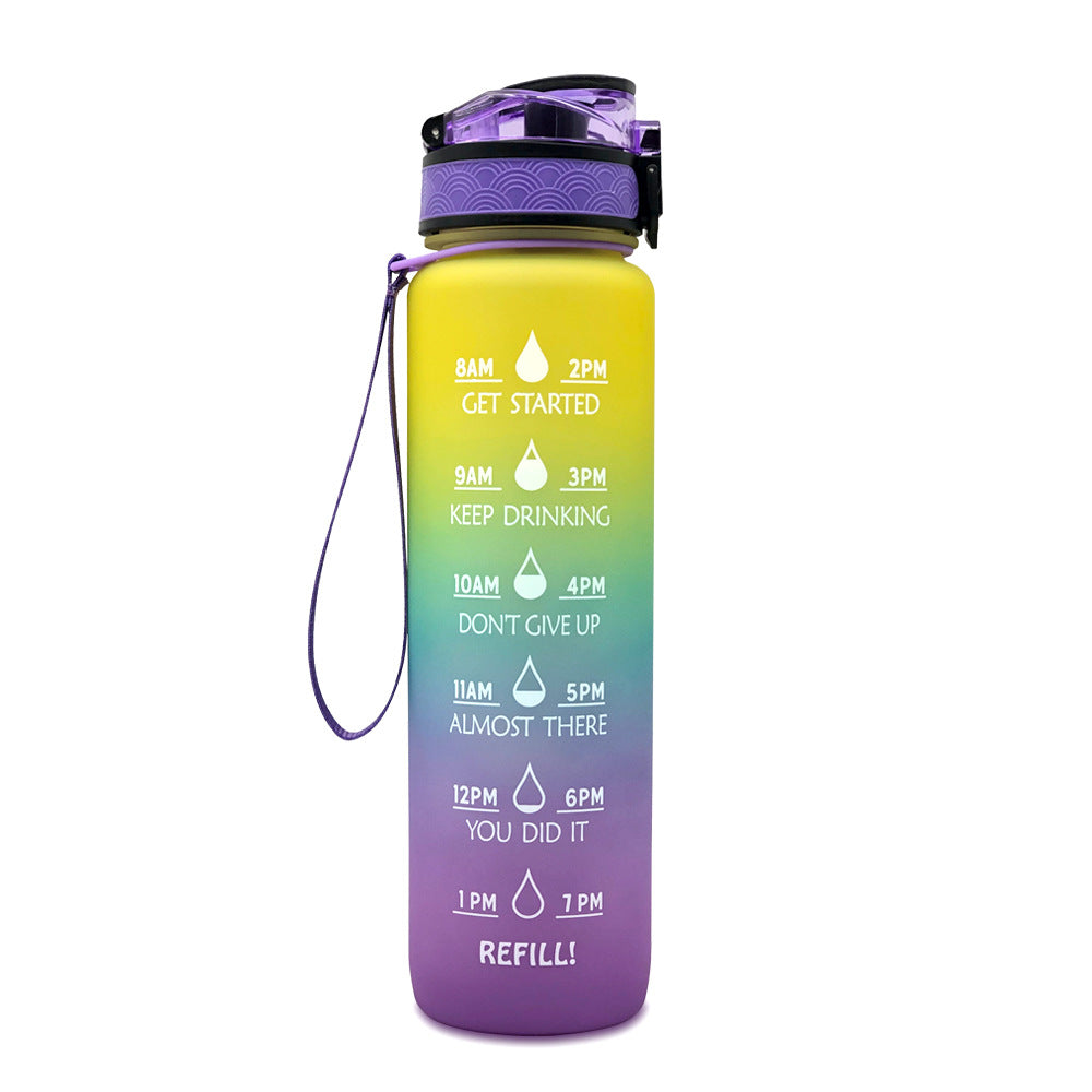 1L Motivational Water Bottle with Time Marker & Flip Cover – BPA Free
