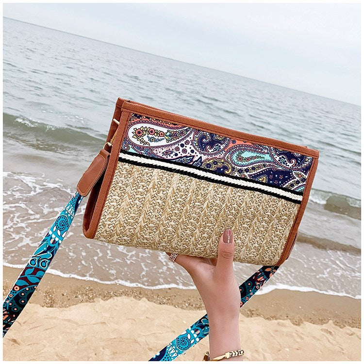 🌿 Retro Ethnic Straw Beach Shoulder Bag - Boho Women's Messenger Bag