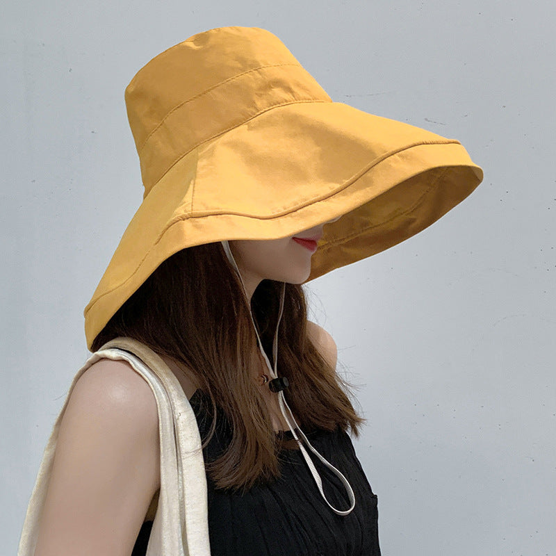 🌞 Foldable Wide Brim Sun Hat for Women - Anti-UV Cotton Bucket Hat for Outdoor & Beach