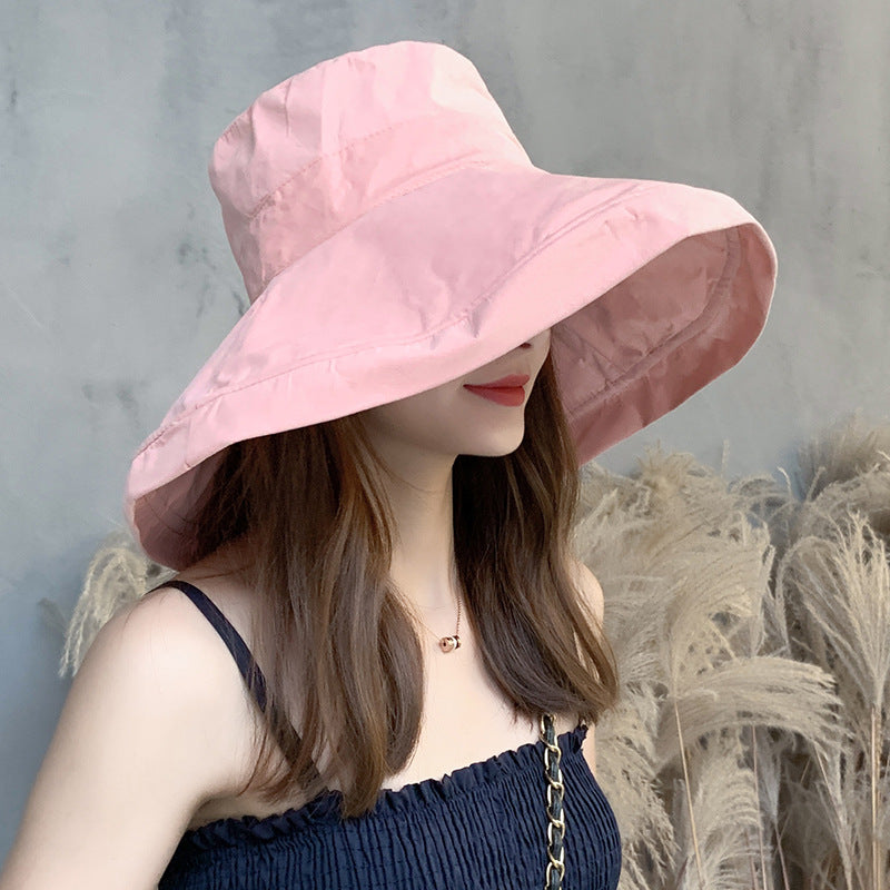 🌞 Foldable Wide Brim Sun Hat for Women - Anti-UV Cotton Bucket Hat for Outdoor & Beach