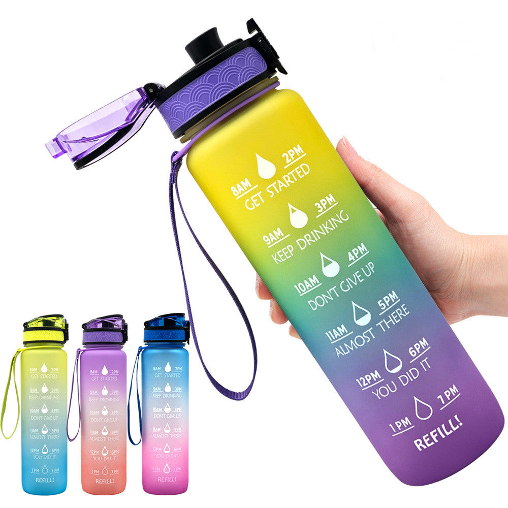 1L Motivational Water Bottle with Time Marker & Flip Cover – BPA Free