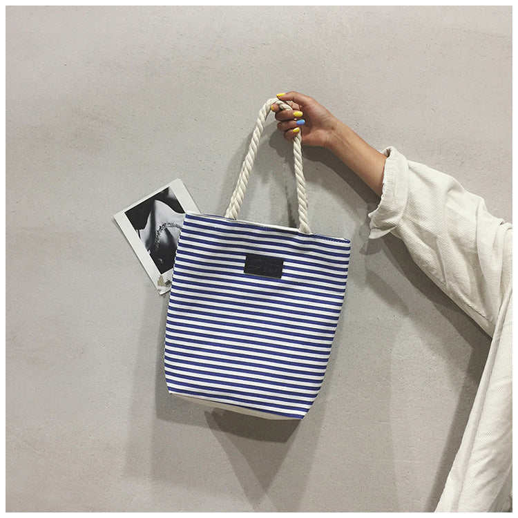 🌴 Casual Striped Bohemian Tote Beach Bag - Large Women's Travel & Shopping Bag