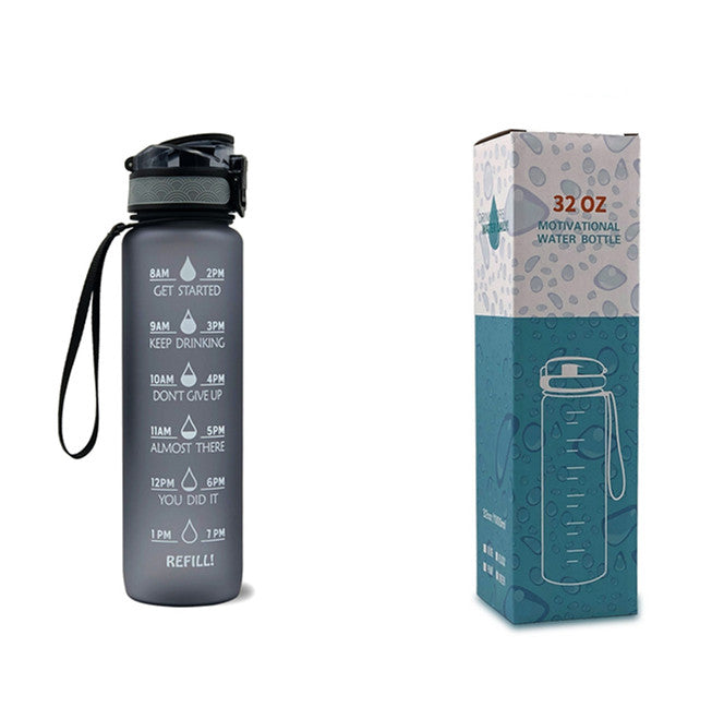1L Motivational Water Bottle with Time Marker & Flip Cover – BPA Free