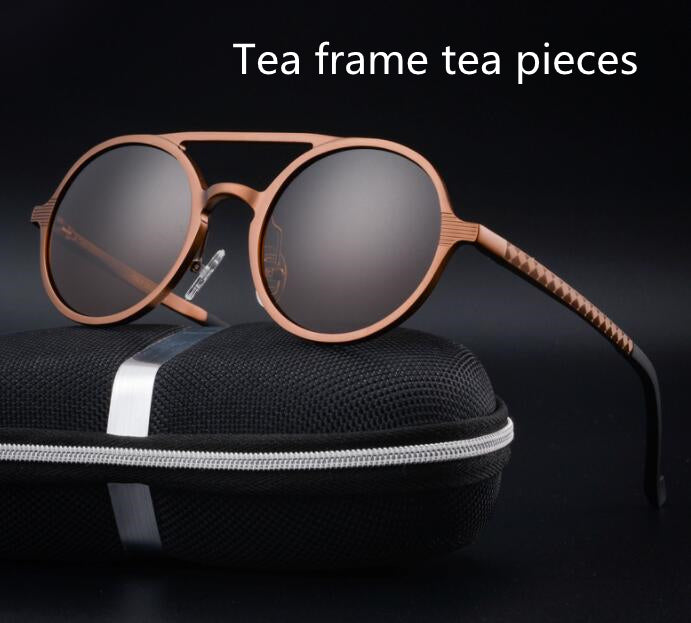 🕶️ Retro Aluminium Magnesium Round Polarized Sunglasses - Vintage Men's Driving Eyewear