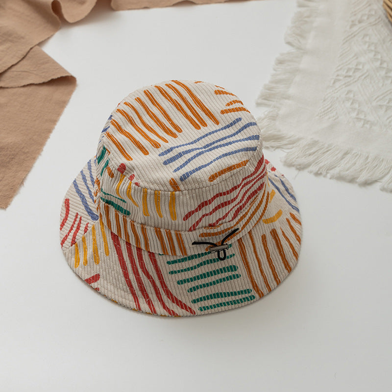 🧀 Kids Cute Cheese & Rainbow Printed Bucket Hat - Fun Summer Style
