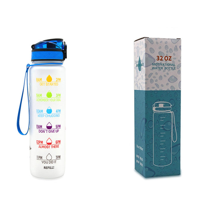 1L Motivational Water Bottle with Time Marker & Flip Cover – BPA Free