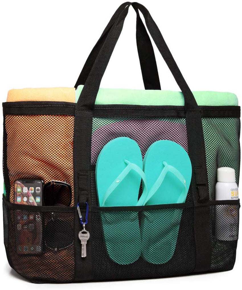 🏖️ Large Capacity Mesh Portable Beach Bag - Breathable, Lightweight & Sand-Free