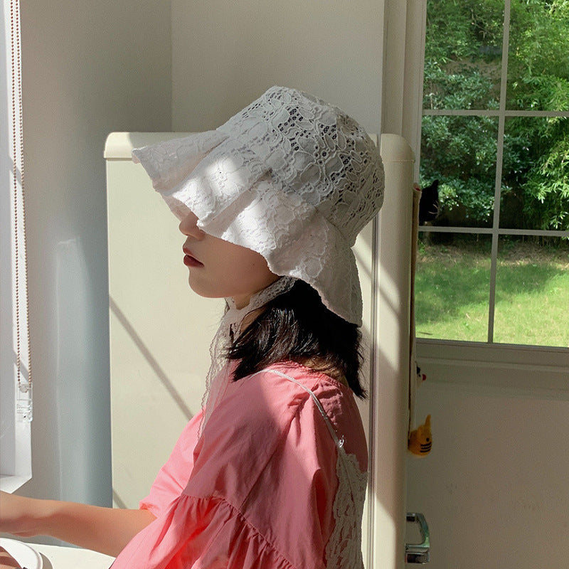 🫖 White Lace Bucket Hat - Elegant Summer Style for Women