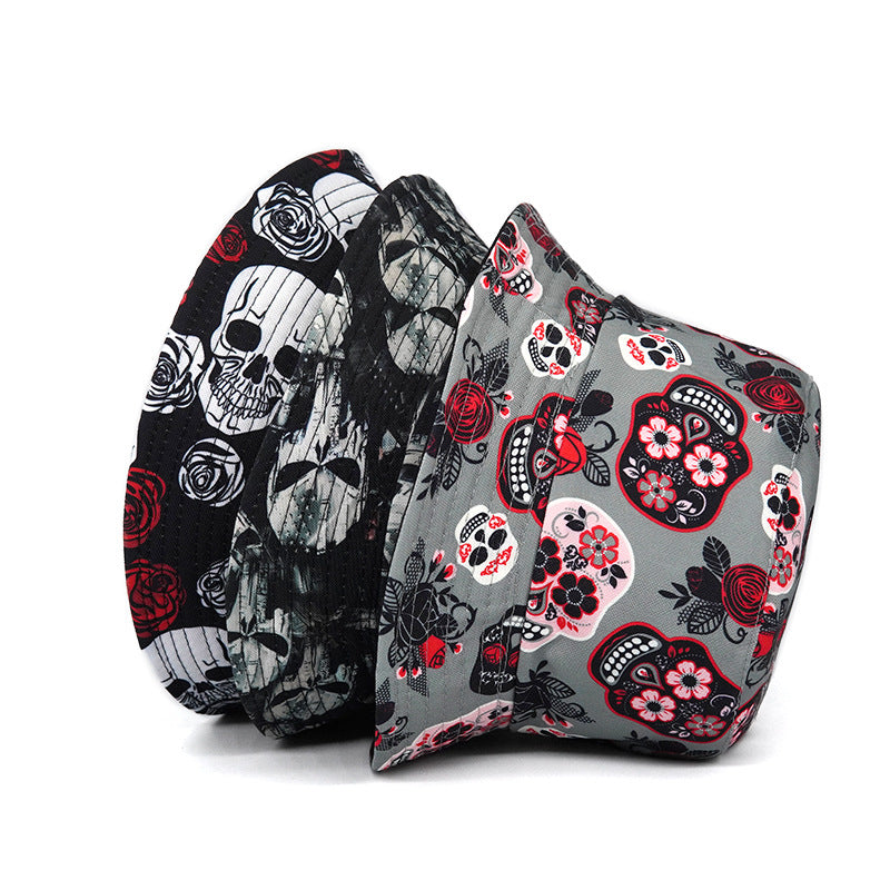 🧢 Rose Skull Printed Bucket Hat - Unisex Summer Street Style