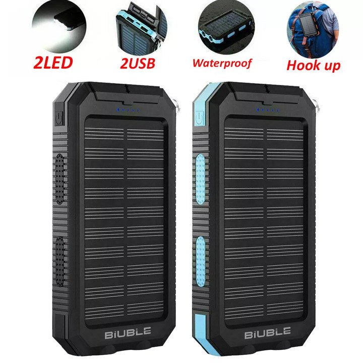 Solar Power Bank 10000mAh – Waterproof & Portable for Outdoor Adventures