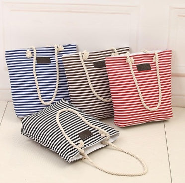 🌴 Casual Striped Bohemian Tote Beach Bag - Large Women's Travel & Shopping Bag