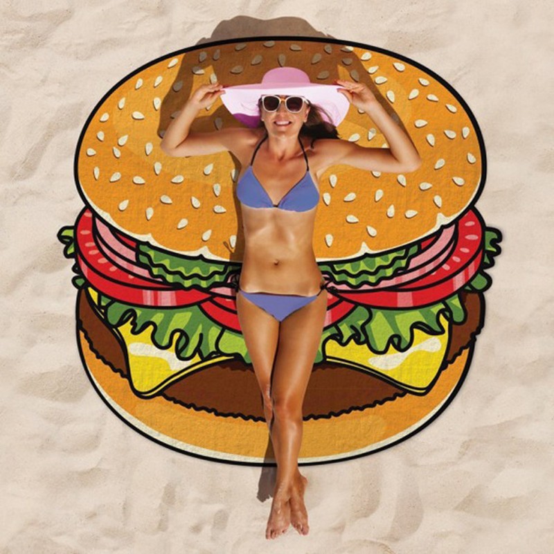 🧘 Round Beach Towel & Yoga Mat - Fun Printed, Extra Large, Multi-Use