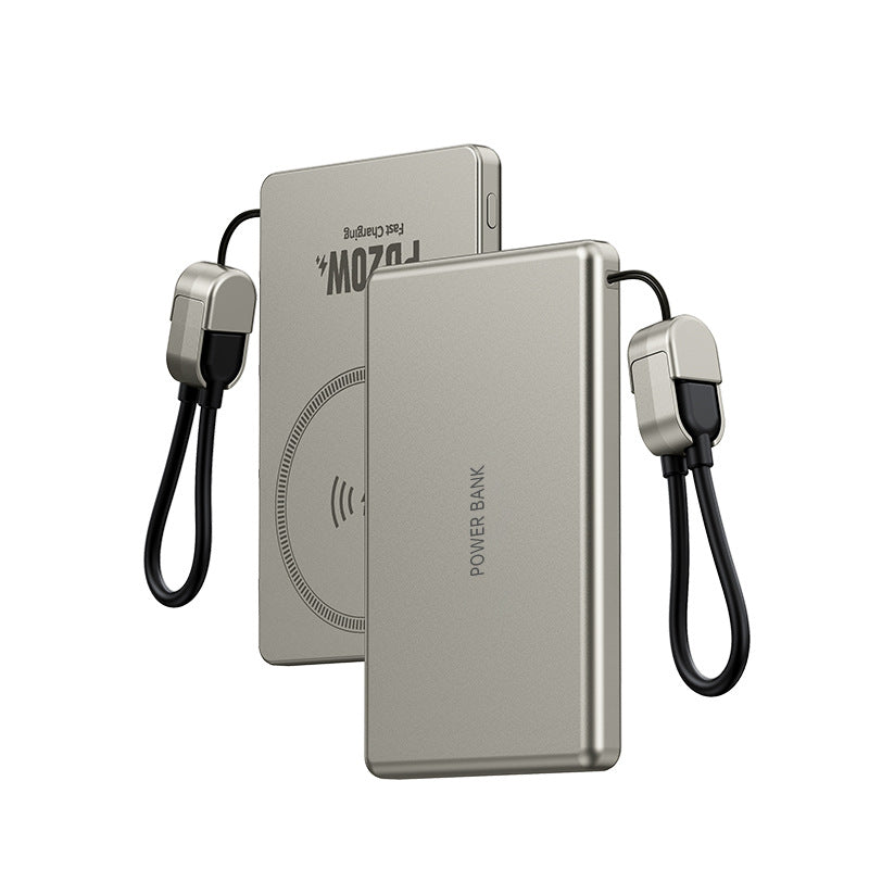 Ultra-Thin Magnetic Wireless Power Bank – Built-in Cable | 5000 or 10000mAh