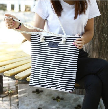 🌴 Casual Striped Bohemian Tote Beach Bag - Large Women's Travel & Shopping Bag