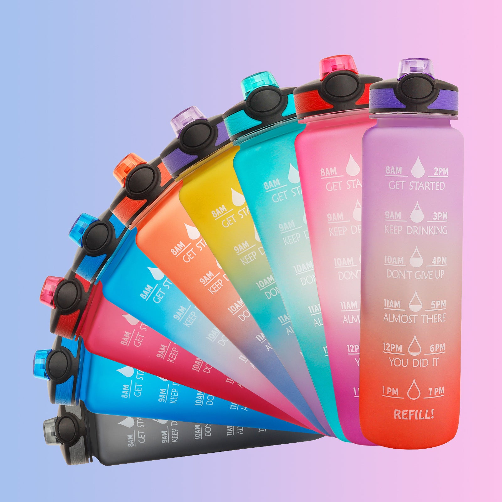 1L Motivational Water Bottle with Time Marker & Flip Cover – BPA Free