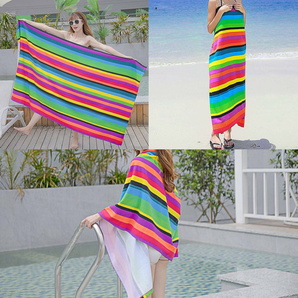 🏖️ Striped Extra Large Microfibre Beach Towel - Quick-Dry & Lightweight Travel Essential
