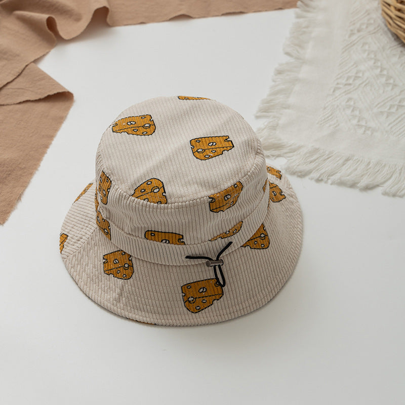 🧀 Kids Cute Cheese & Rainbow Printed Bucket Hat - Fun Summer Style