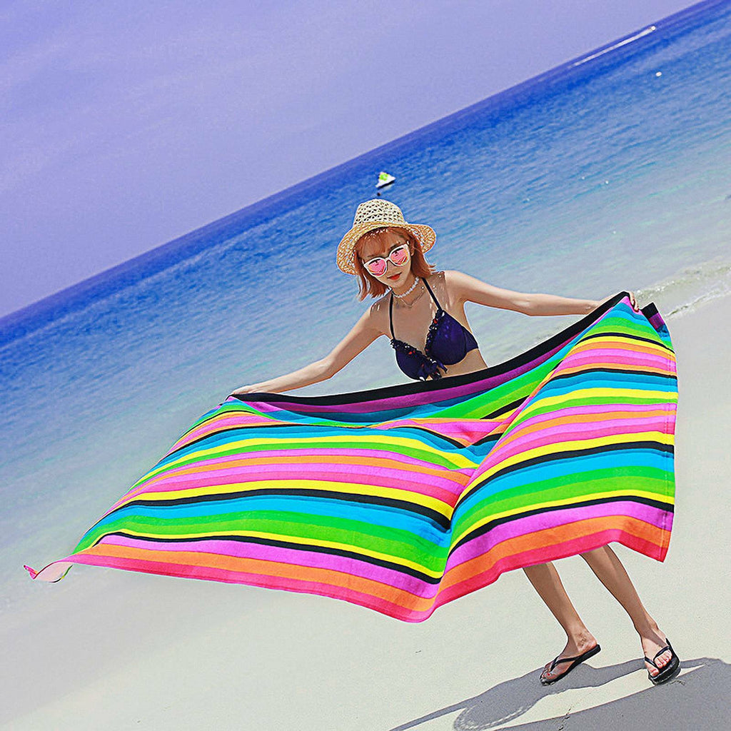 🏖️ Striped Extra Large Microfibre Beach Towel - Quick-Dry & Lightweight Travel Essential