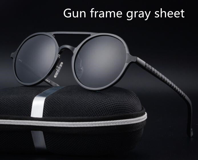 🕶️ Retro Aluminium Magnesium Round Polarized Sunglasses - Vintage Men's Driving Eyewear