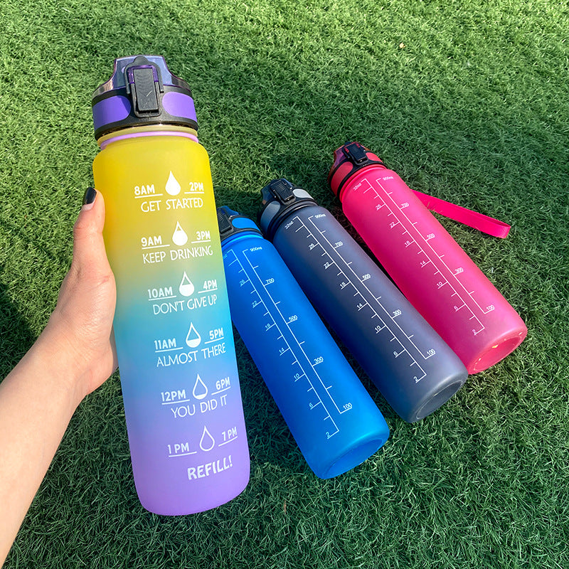 1L Motivational Water Bottle with Time Marker & Flip Cover – BPA Free
