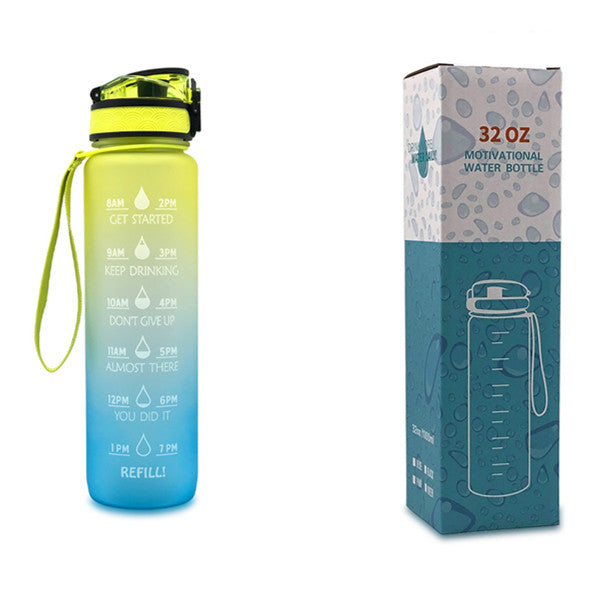 1L Motivational Water Bottle with Time Marker & Flip Cover – BPA Free