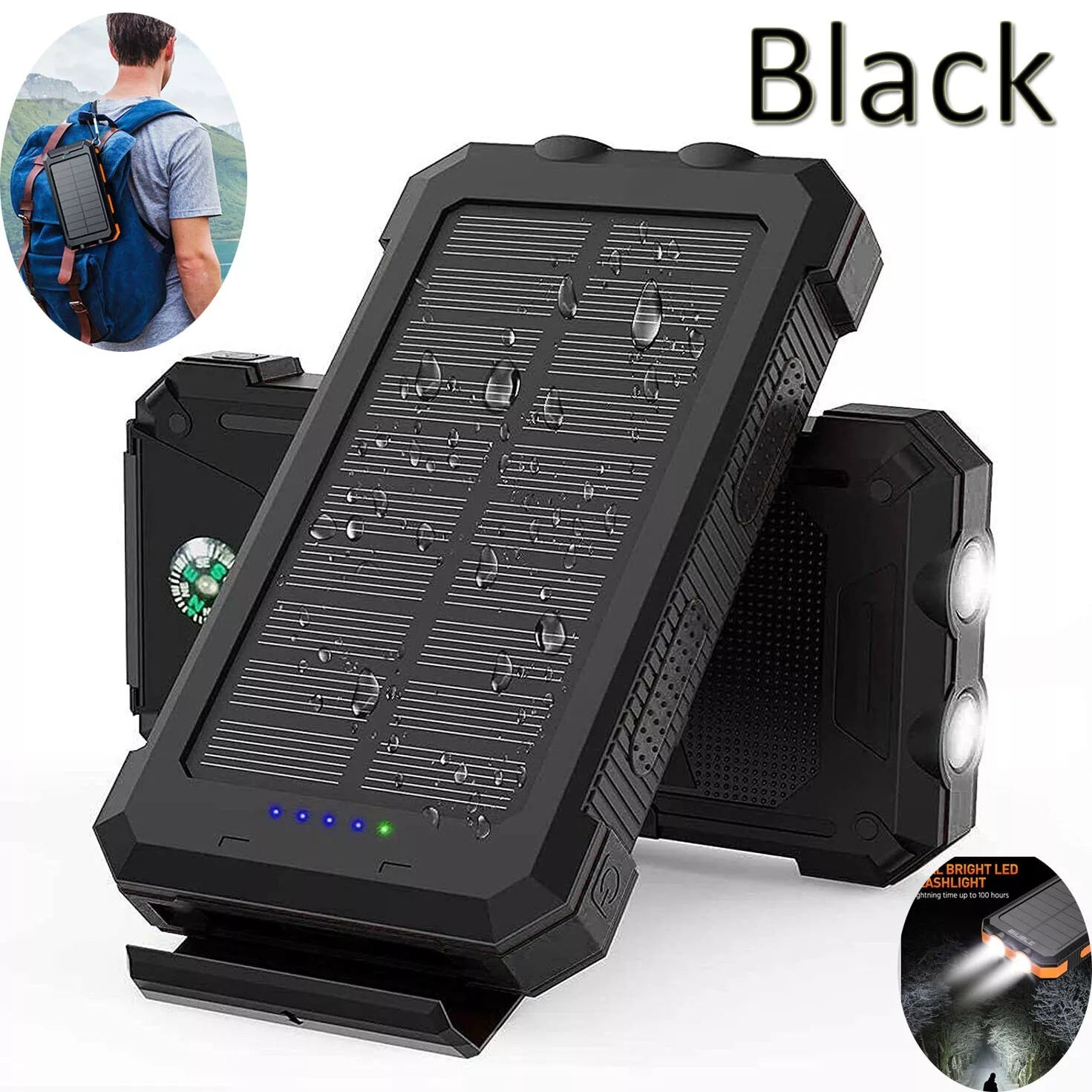 Solar Power Bank 10000mAh – Waterproof & Portable for Outdoor Adventures