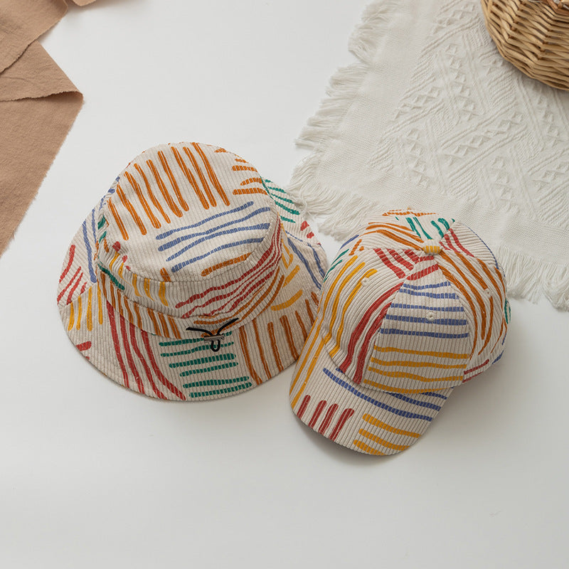 🧀 Kids Cute Cheese & Rainbow Printed Bucket Hat - Fun Summer Style
