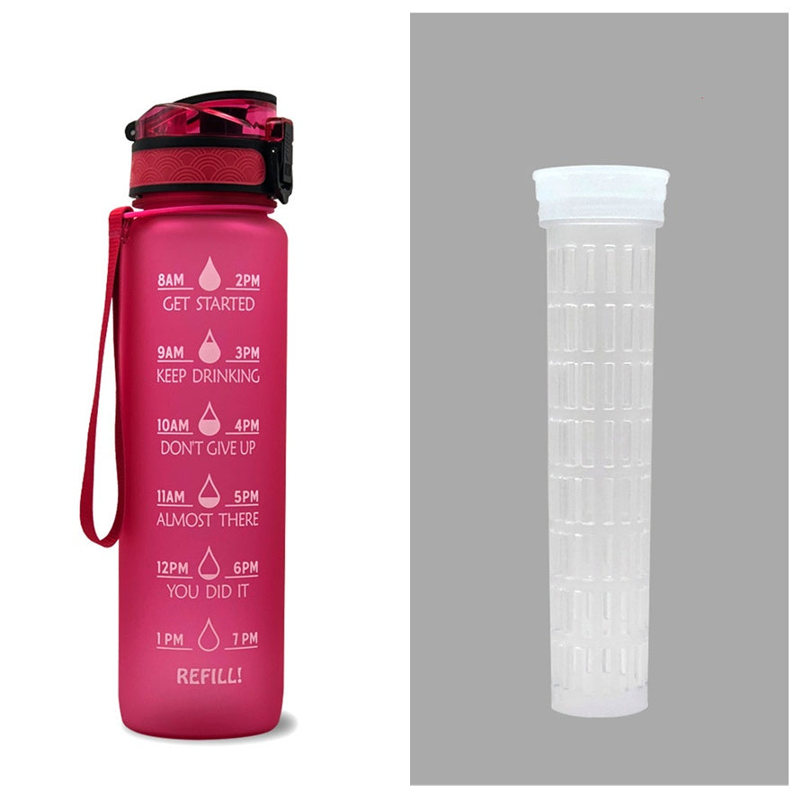 1L Motivational Water Bottle with Time Marker & Flip Cover – BPA Free