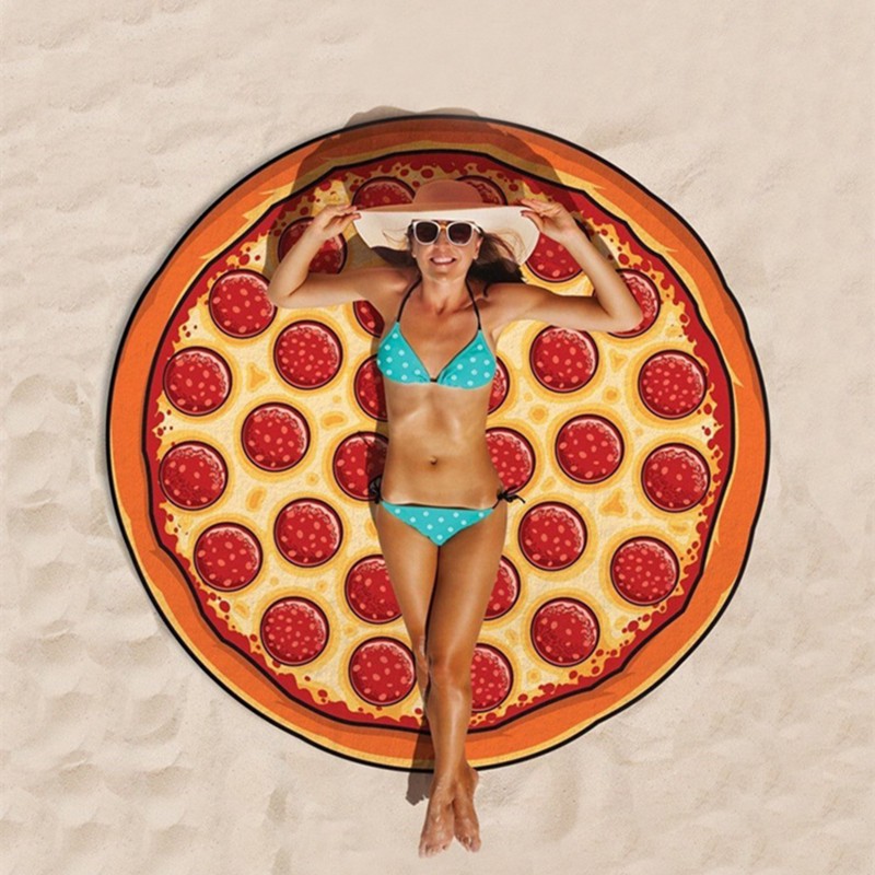 🧘 Round Beach Towel & Yoga Mat - Fun Printed, Extra Large, Multi-Use