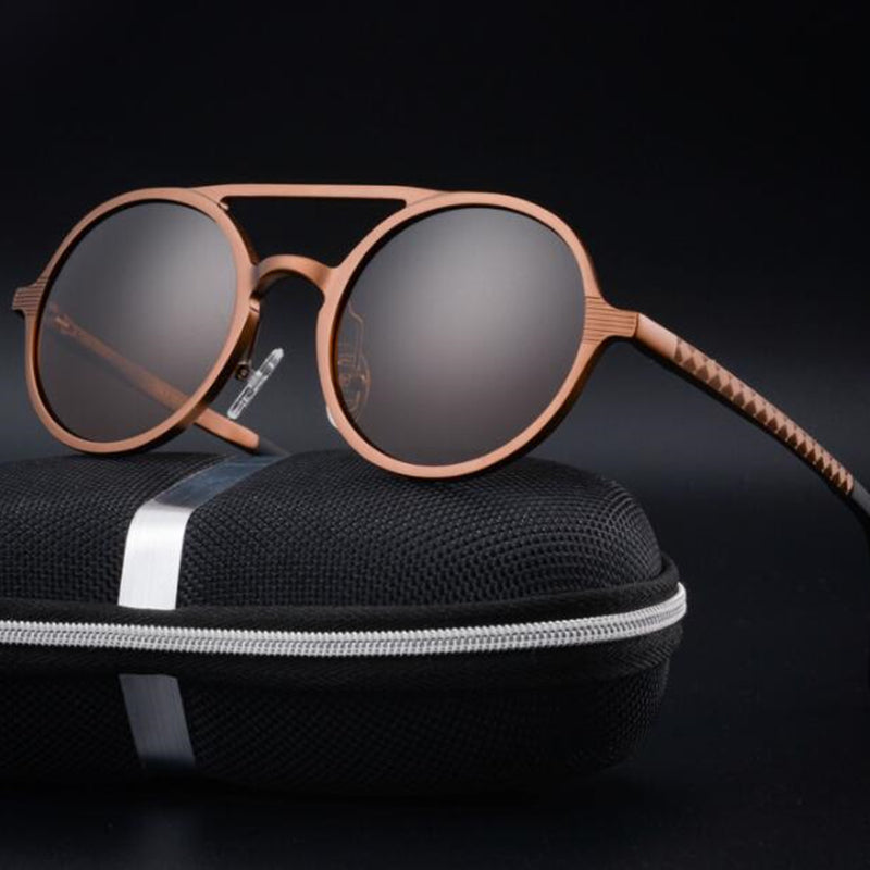🕶️ Retro Aluminium Magnesium Round Polarized Sunglasses - Vintage Men's Driving Eyewear