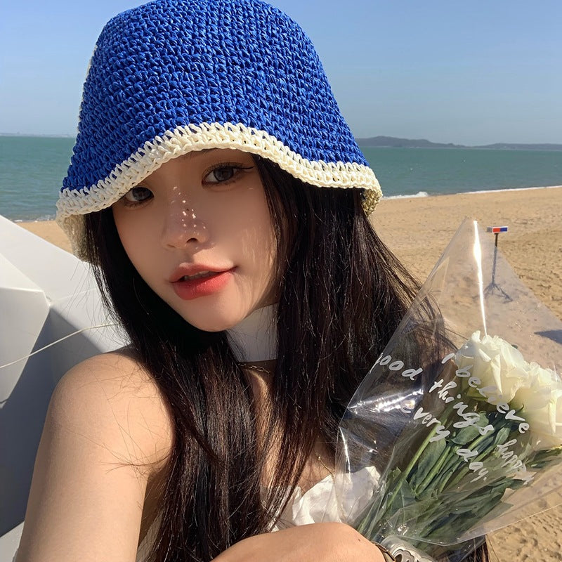 💨 Hollow Breathable Blue Panel Bucket Hat - Cool & Airy Summer Essential