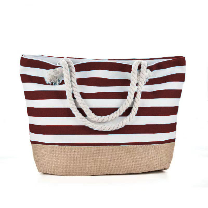 🌊 Striped Large Capacity Women's Shoulder Beach Bag - Casual Summer Tote