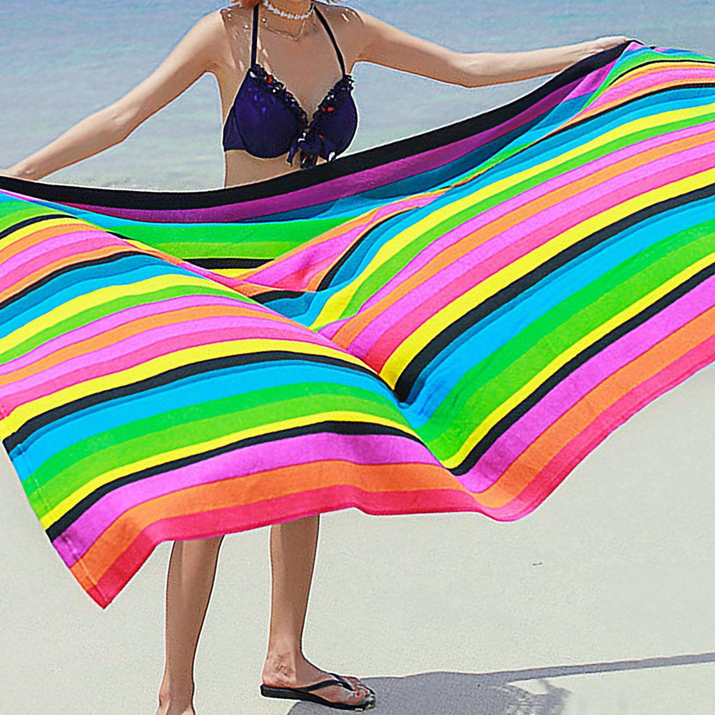 🏖️ Striped Extra Large Microfibre Beach Towel - Quick-Dry & Lightweight Travel Essential