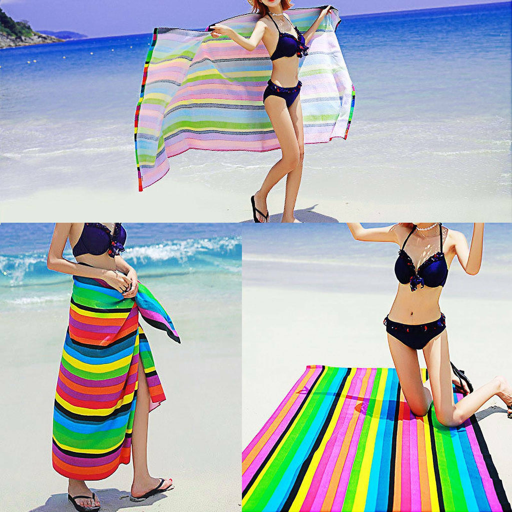 🏖️ Striped Extra Large Microfibre Beach Towel - Quick-Dry & Lightweight Travel Essential