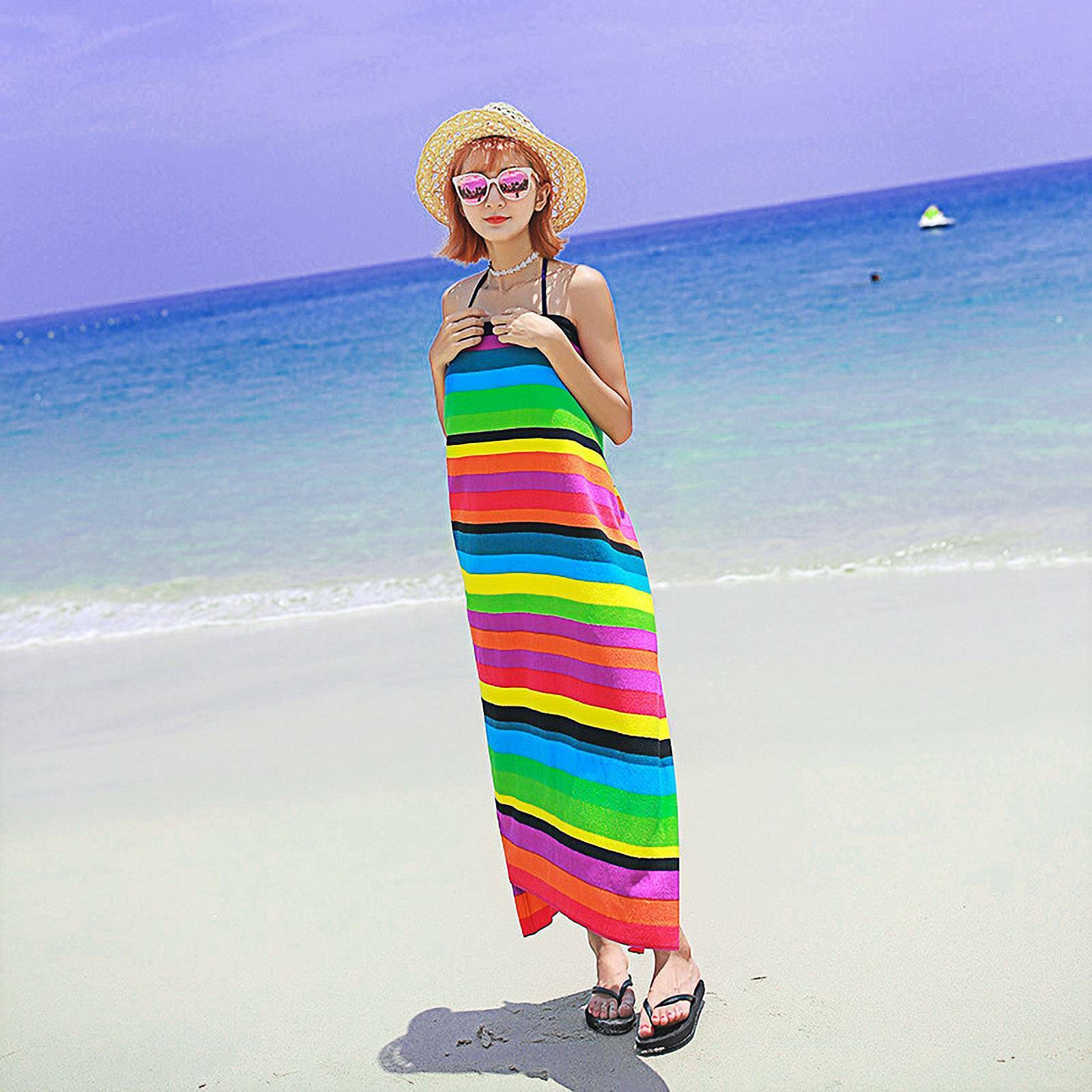 🏖️ Striped Extra Large Microfibre Beach Towel - Quick-Dry & Lightweight Travel Essential