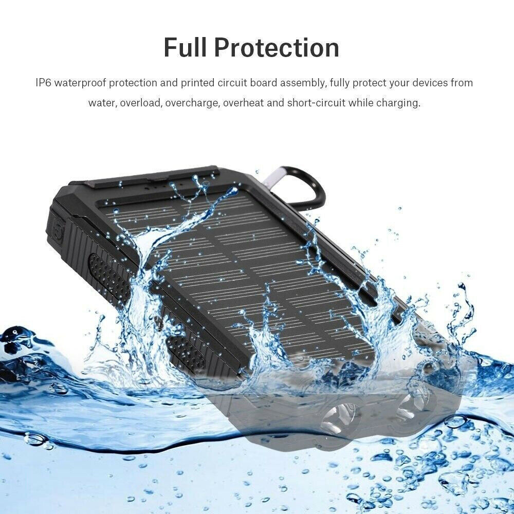 Solar Power Bank 10000mAh – Waterproof & Portable for Outdoor Adventures
