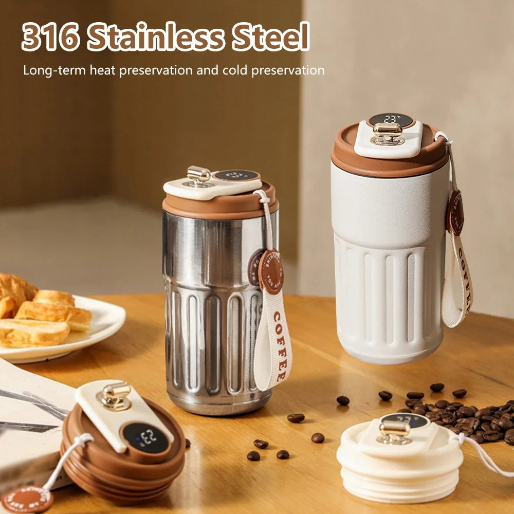 Smart Digital Thermal Bottle 450ml – Temperature Display | Hot & Cold