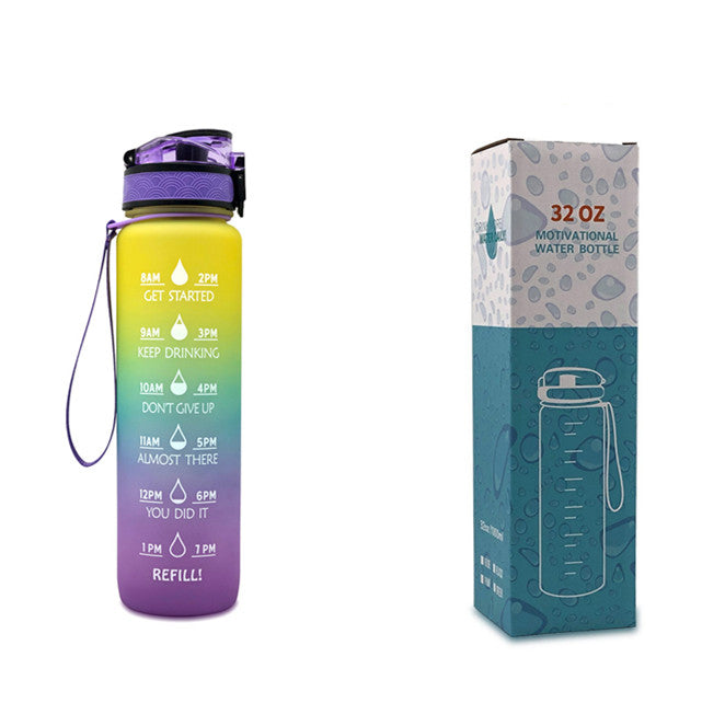 1L Motivational Water Bottle with Time Marker & Flip Cover – BPA Free