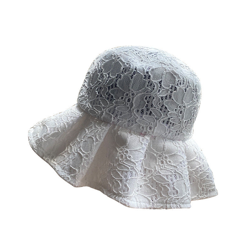 🫖 White Lace Bucket Hat - Elegant Summer Style for Women