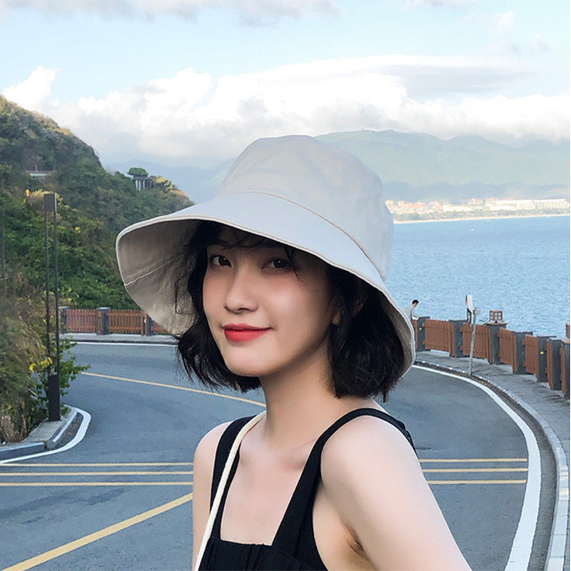 🎣 Women's Big Brim Fisherman Bucket Hat - Solid Colour Sun Protection