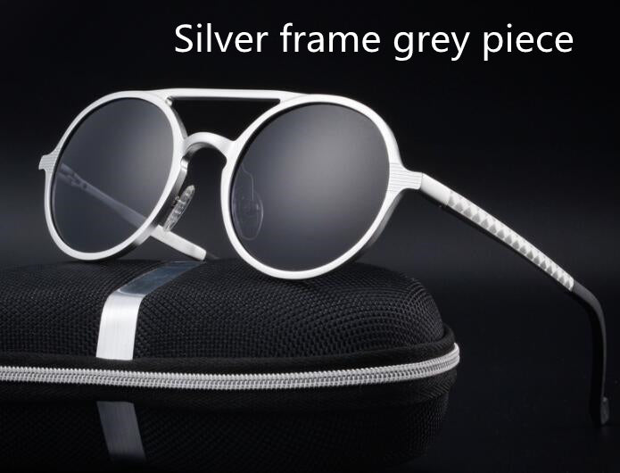 🕶️ Retro Aluminium Magnesium Round Polarized Sunglasses - Vintage Men's Driving Eyewear