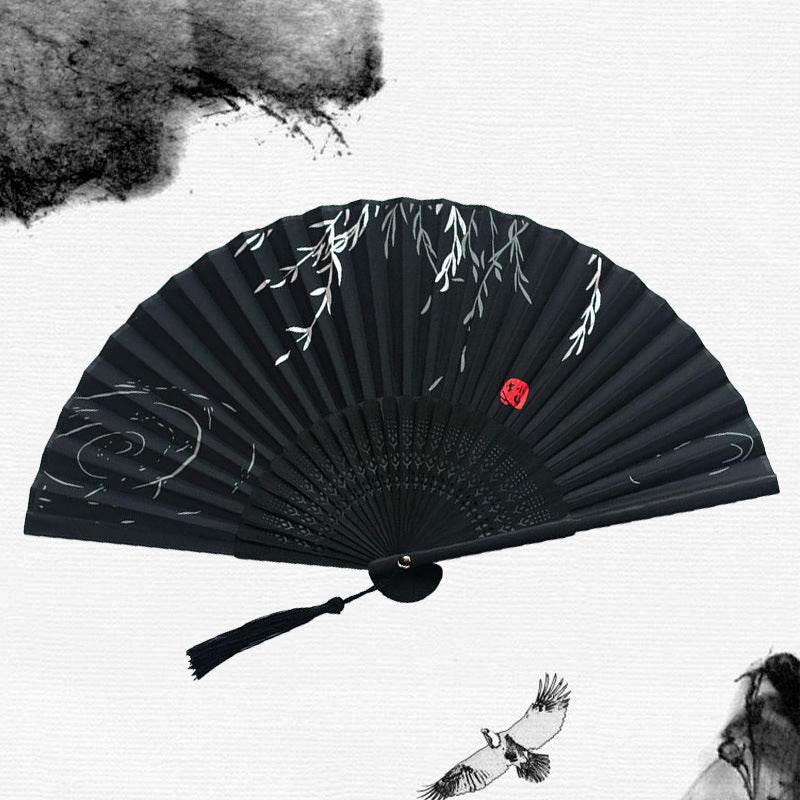 Traditional Chinese Bamboo Fan — Ancient Hanfu Style 🏮