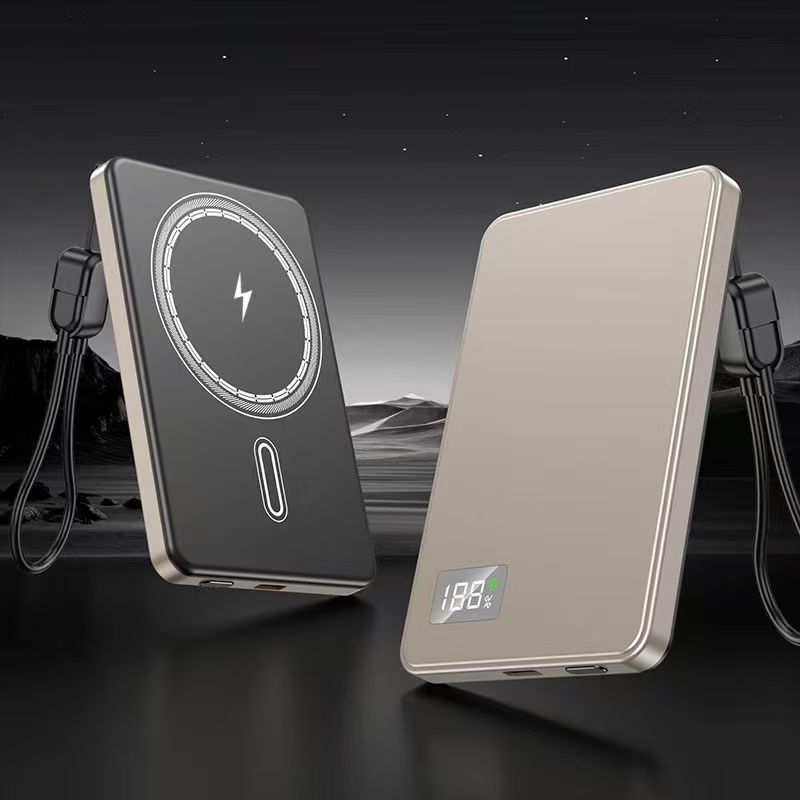 Ultra-Thin Magnetic Wireless Power Bank – Built-in Cable | 5000 or 10000mAh