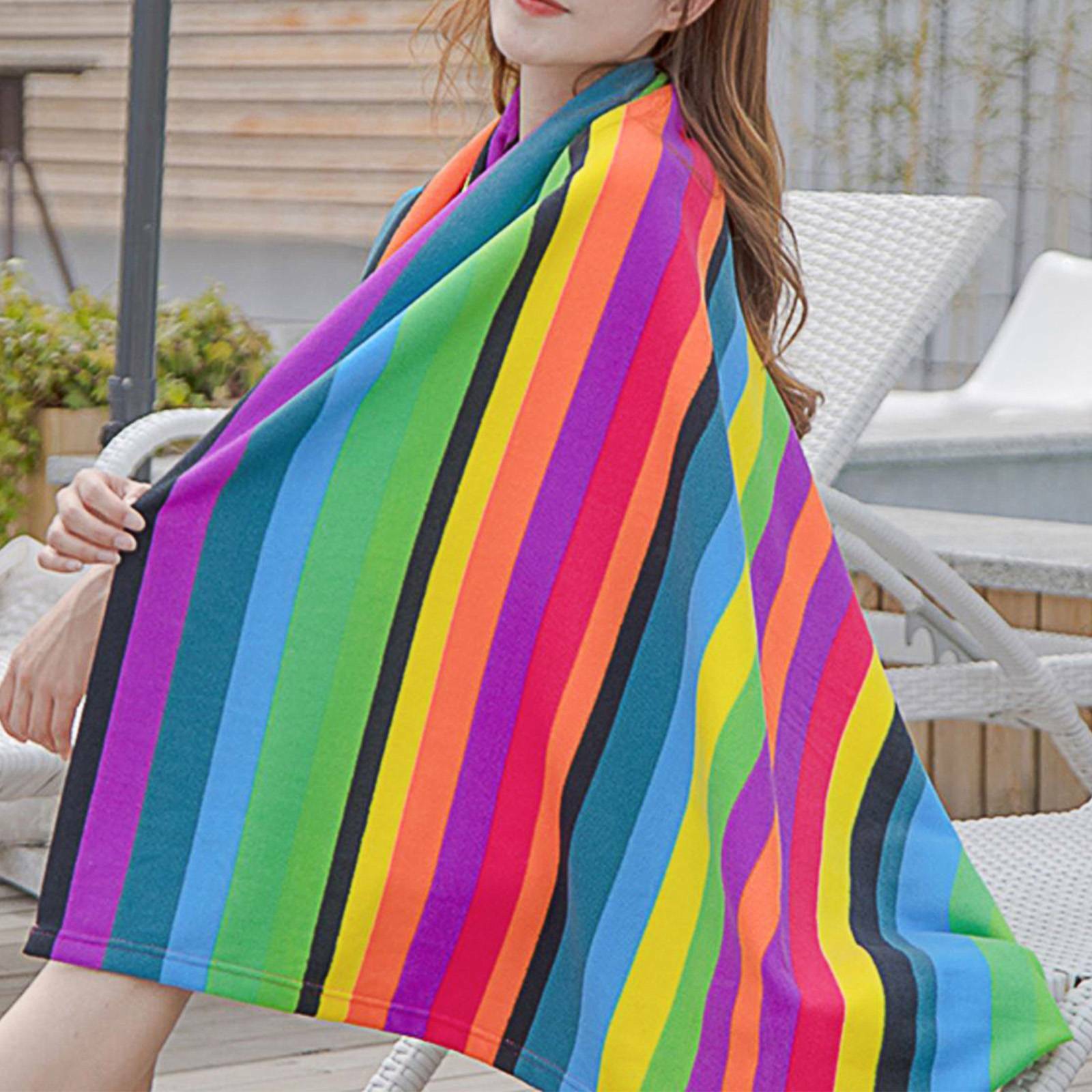 🏖️ Striped Extra Large Microfibre Beach Towel - Quick-Dry & Lightweight Travel Essential